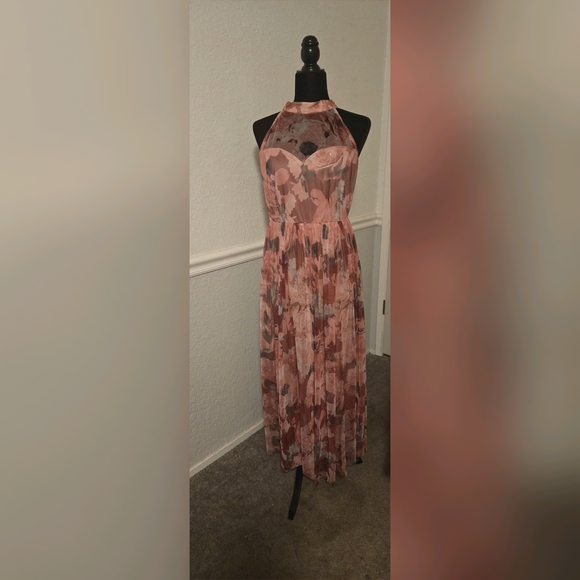 candalite Dresses & Skirts - Blush Pink Floral Halter Maxi Dress